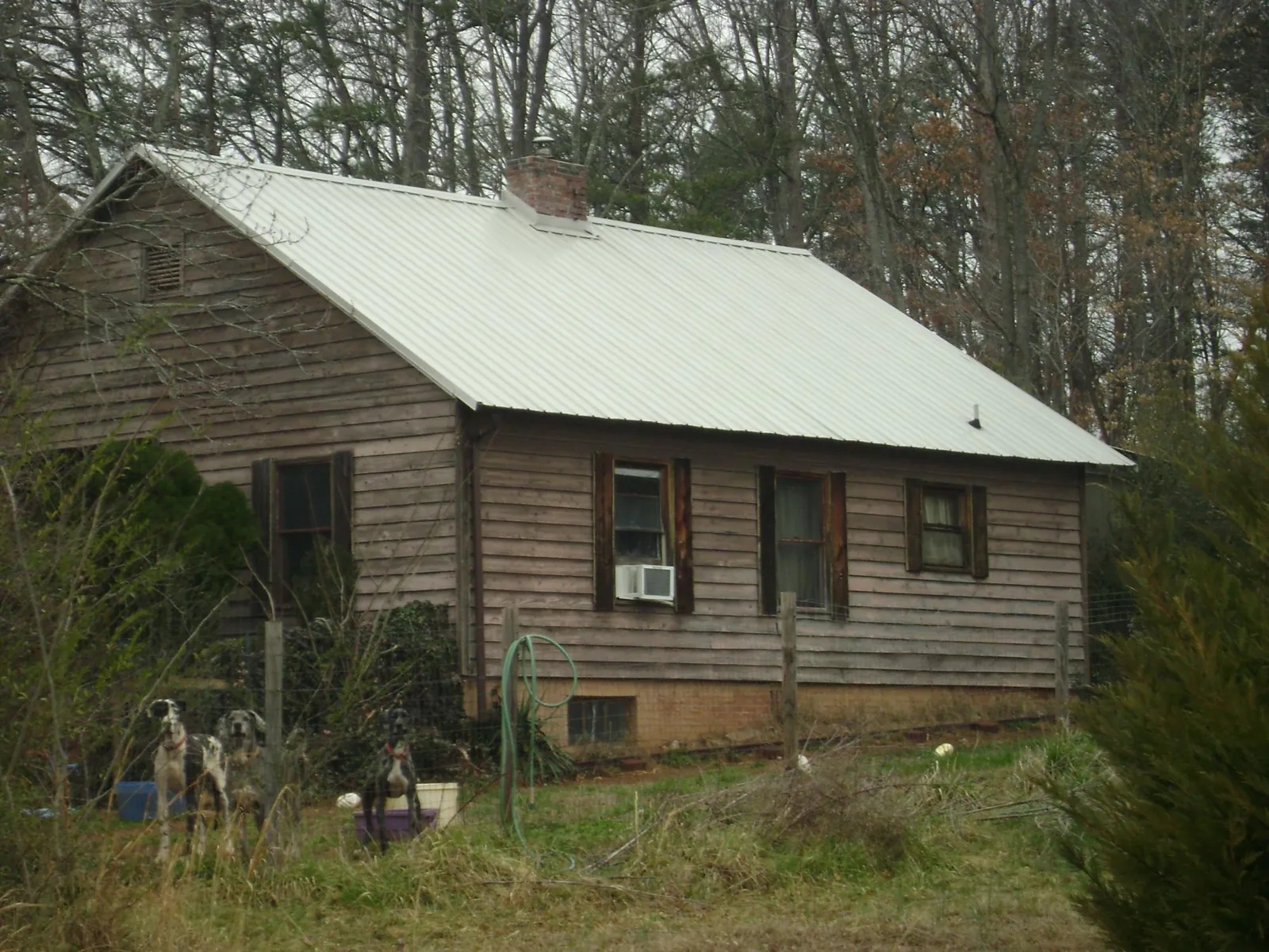 White metal roof on an old wood sided farmhouse, from a Asphalt Shingle Roof Repair job in Salters